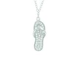 Finejewelers Silver Rhodium Finish Shiny Cable Chain Flip Flop Pendant Necklace White Cubic Zirconia style: 460516