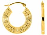 Finejewelers 10 Kt Yellow Gold 10k Textured Greek Key Pattern Round Hoop Earrings With Hinged Clasp style: 472126