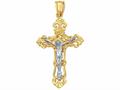Finejewelers 14 Kt Two Tone Gold Textured Fancy Cross With Figurine 471180