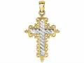 Finejewelers 14 Kt Two Tone Gold Bright Cut Cross Pendant Necklace In Design 18 Inch Chain 471199