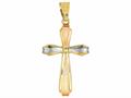 Finejewelers 14 Kt Tri Color Gold Textured Fancy Cross Pendant Necklace 18 inch chain 471203