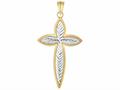 Finejewelers 14 Kt Two Tone Gold Bright Cut Marquise Shape Cross Pendant Necklace 18 inch chain 472098