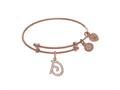Brass With Pink Finish Charm Initial D On Pink Angelica Tween Bangle (Small) ptgel9053