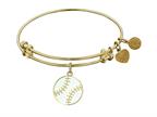 Angelica Collection Non-antique Yellow Stipple Finish Brass With Enamel baseball Expandable Bangle Style number: GEL1206