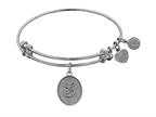 Angelica Collection Non-antique White Stipple Finish Brass Initial e Expandable Bangle Style number: WGEL1159