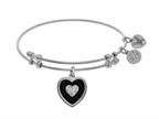 Brass With White Finish Charm Black Onyx With CZ Heart On White Angelica Collection Bangle Style number: WGEL1522