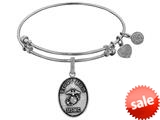 Angelica Collection Brass with White Finish Proud Mom U.S. Marine Corps Oval Expandable Bangle style: WGEL1279