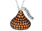 January Birth Month CZ's Medium Flat Back Shaped Hershey`s Kiss Pendant Necklace- Chain Included Style number: AK0354POCZ00SS