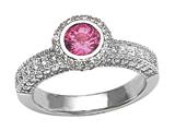 Finejewelers Diamond Round Pave Ring W/Pink Sapphire Round Center style: 4800P